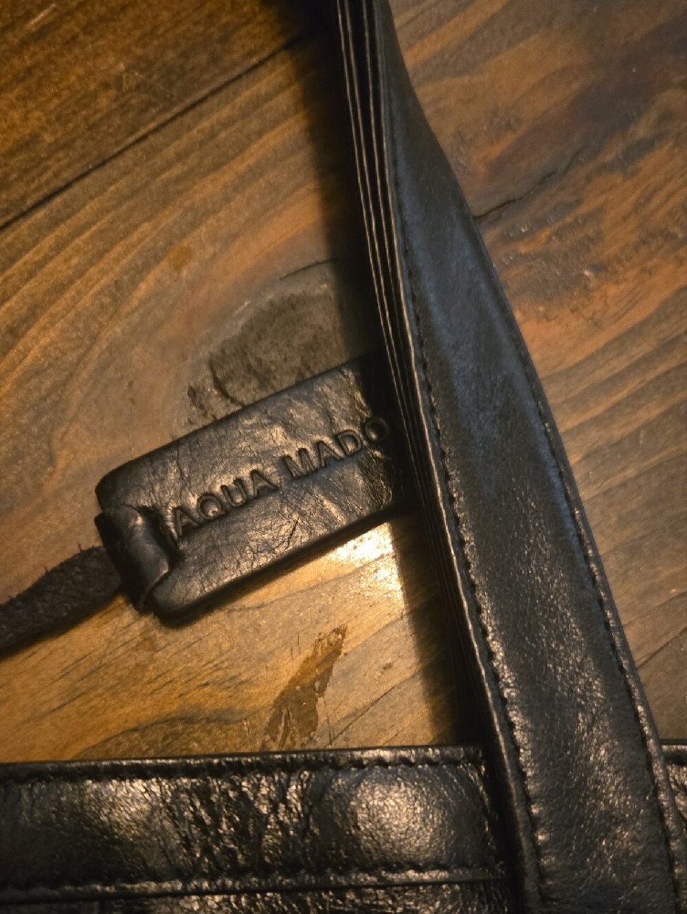 NWOT Aqua Madonna Black Calf Hair Leather Tote Bag + New Crossbody Strap - Picture 8 of 11